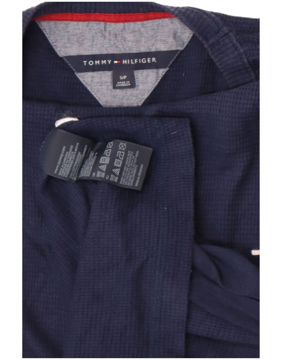Męski top Tommy Hilfiger z długim rękawem, mały, granatowy, bawełniany