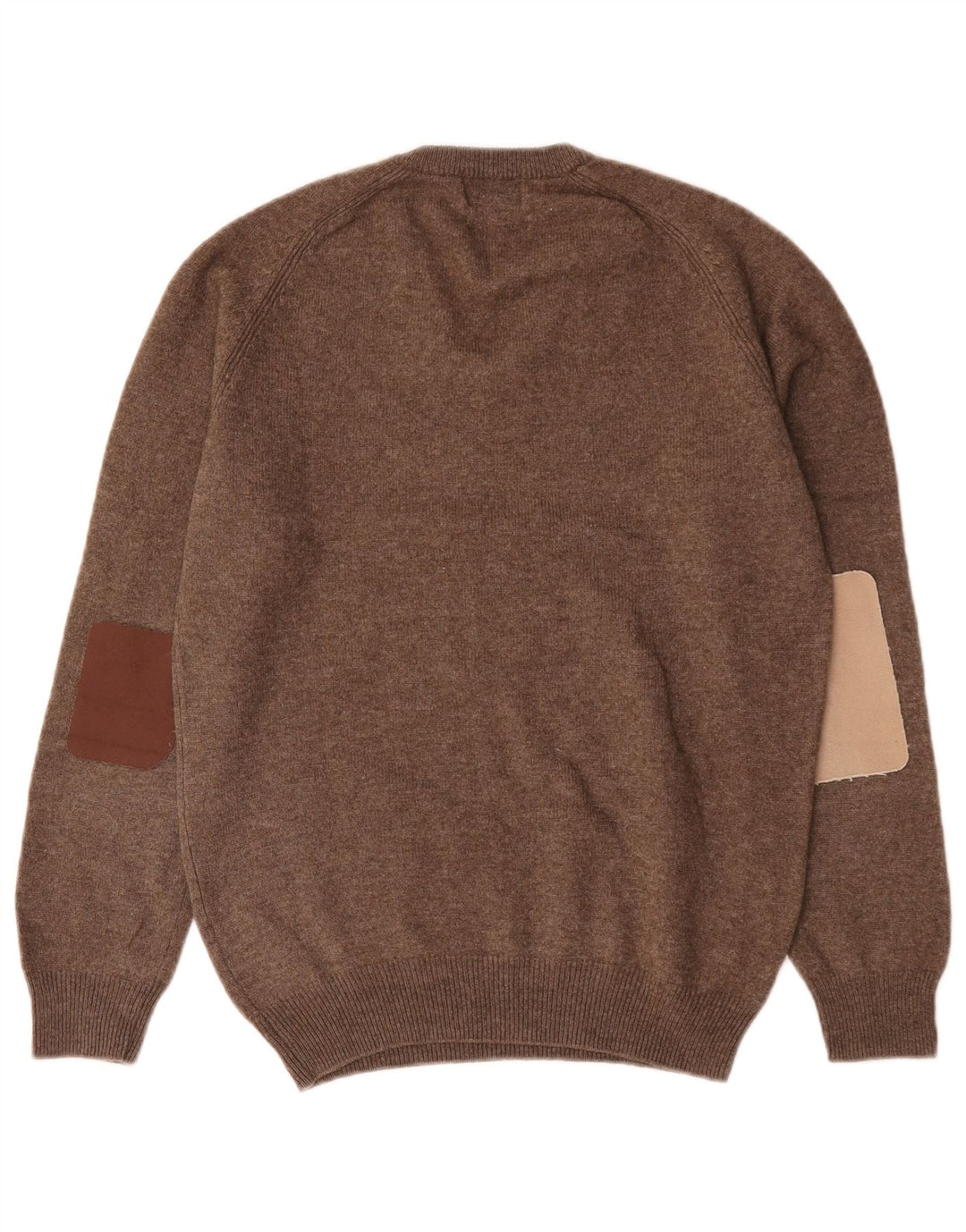 Marks & Spencer Męski sweter z dekoltem w kształcie litery V, mały, brązowy, z owczej wełny