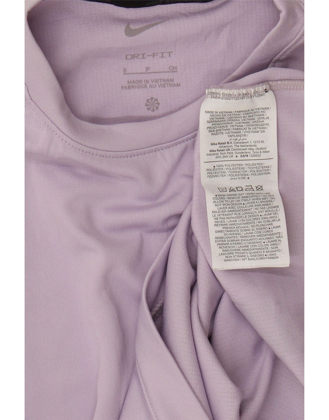 Damska koszulka Nike Dri Fit z grafiką z długim rękawem, UK 10, mały liliowy poliester