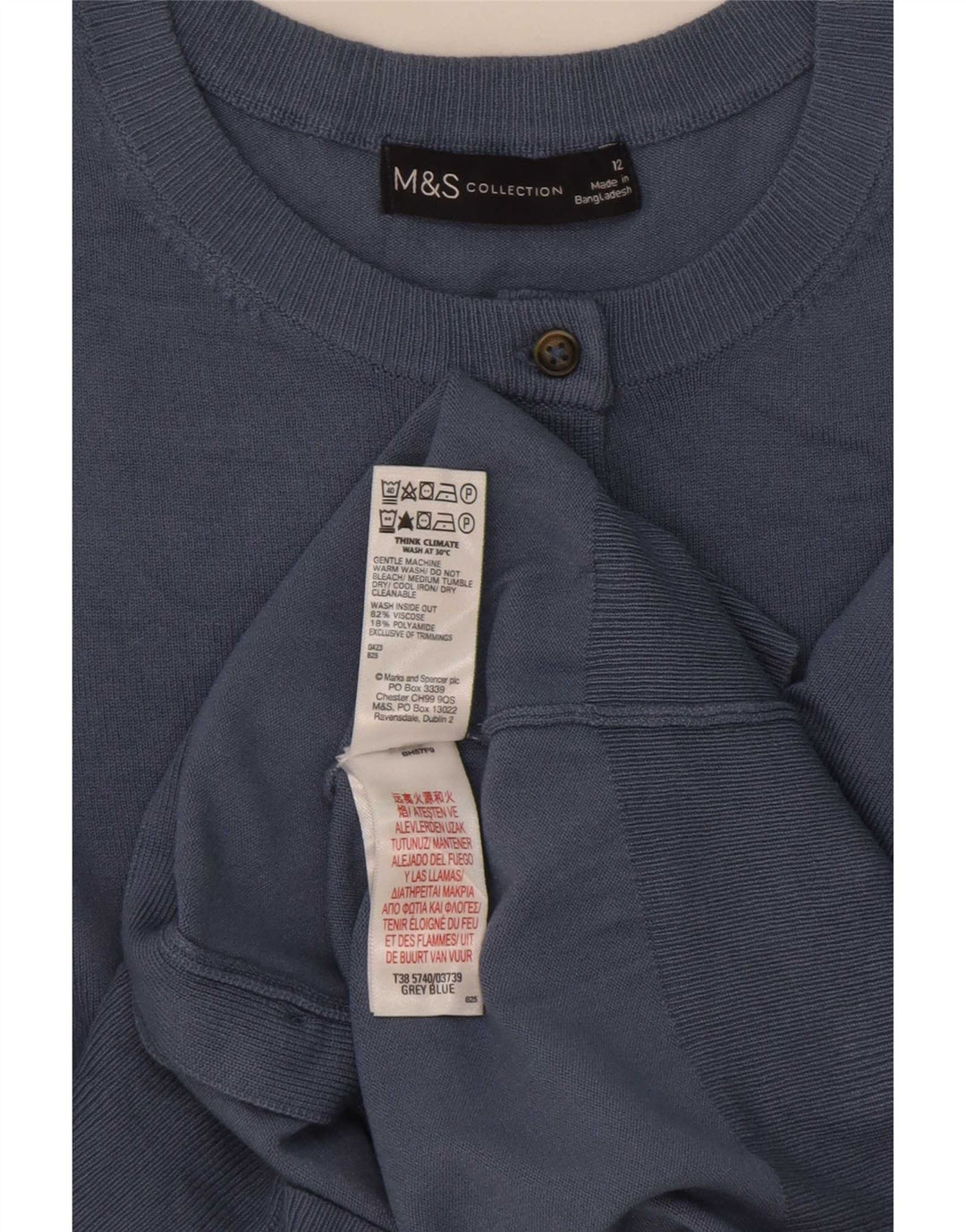 Sweter damski Marks & Spencer UK 12, średni niebieski, wiskoza