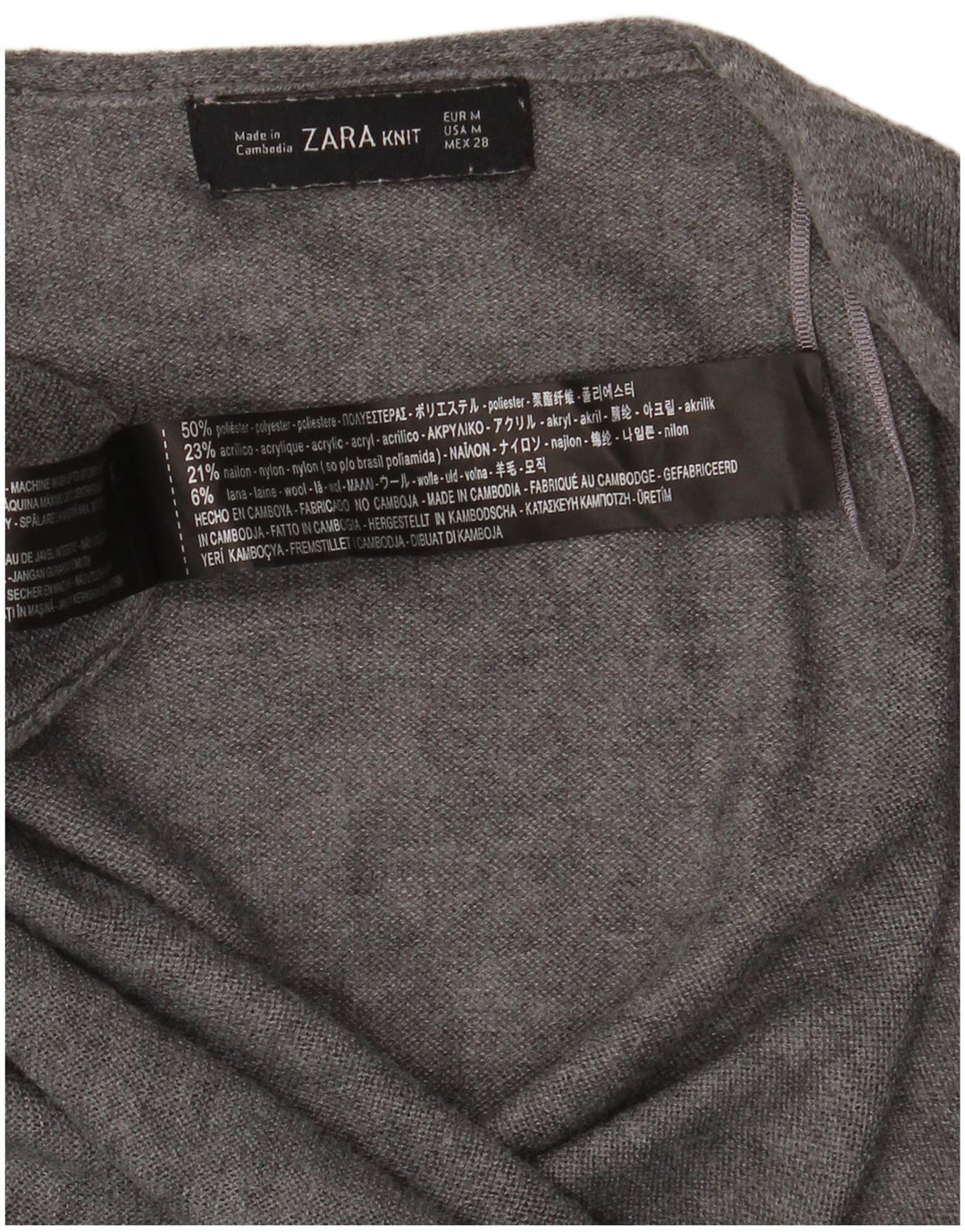 Damski sweter o przedłużonym kroju, z odkrytymi ramionami, UK 14, średni szary poliester