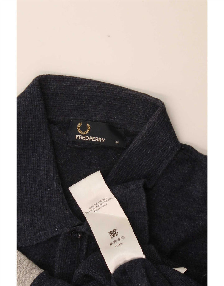 Męska koszulka polo Fred Perry, średnia, granatowa, bawełniana w bloki kolorów