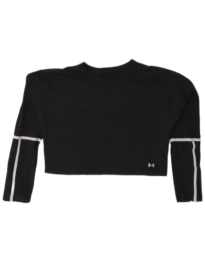 Damski krótki top Under Armour z długim rękawem, UK 14, średni czarny, bawełniany
