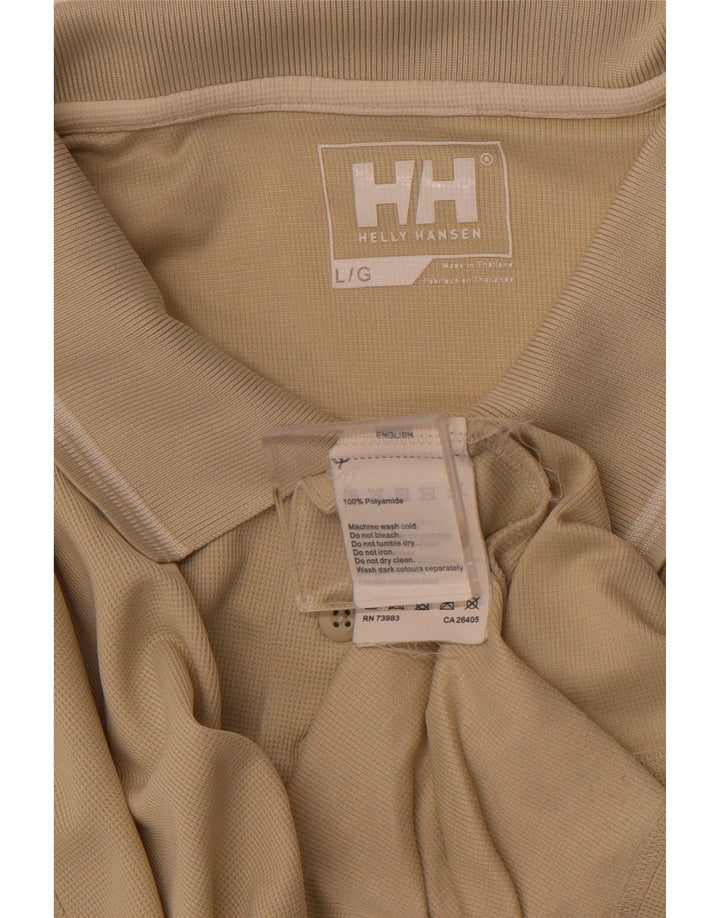 Męska koszulka polo HELLY HANSEN, duża, beżowa, poliamidowa
