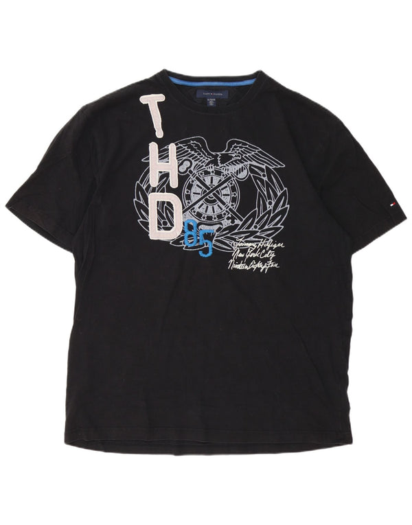 Męska koszulka z grafiką Tommy Hilfiger Top XL, czarna, bawełniana