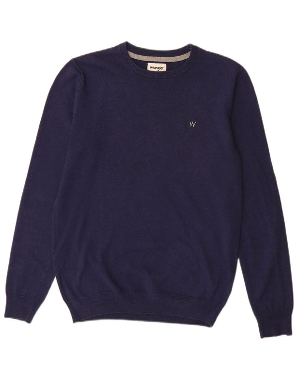 Wrangler Mens Boat Neck Jumper Sweater Medium Navy Blue Cotton