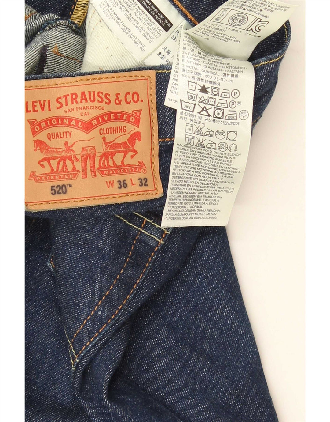 Męskie jeansy Levi's 520 Tapered W36 L32 Niebieskie bawełniane