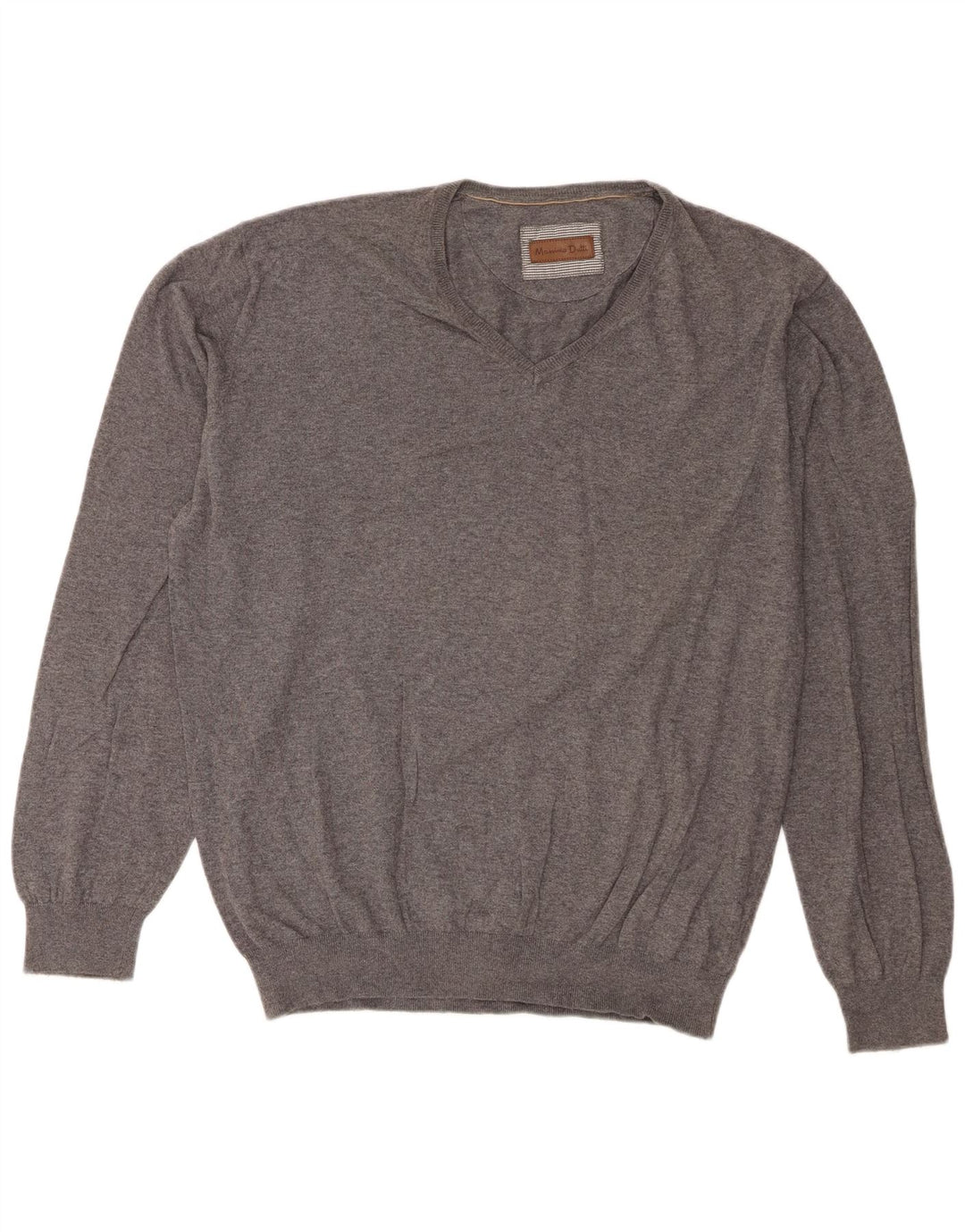 Męski sweter Massimo Dutti o regularnym kroju z dekoltem w kształcie litery V, 2XL, szary