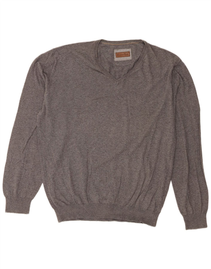Męski sweter Massimo Dutti o regularnym kroju z dekoltem w kształcie litery V, 2XL, szary