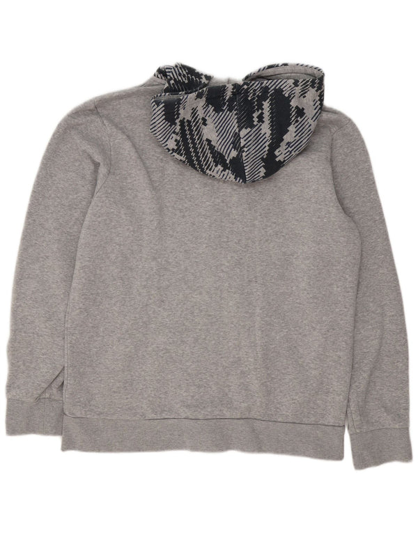 Adidas Męski sweter z kapturem i zamkiem błyskawicznym, duży, szary, geometryczny