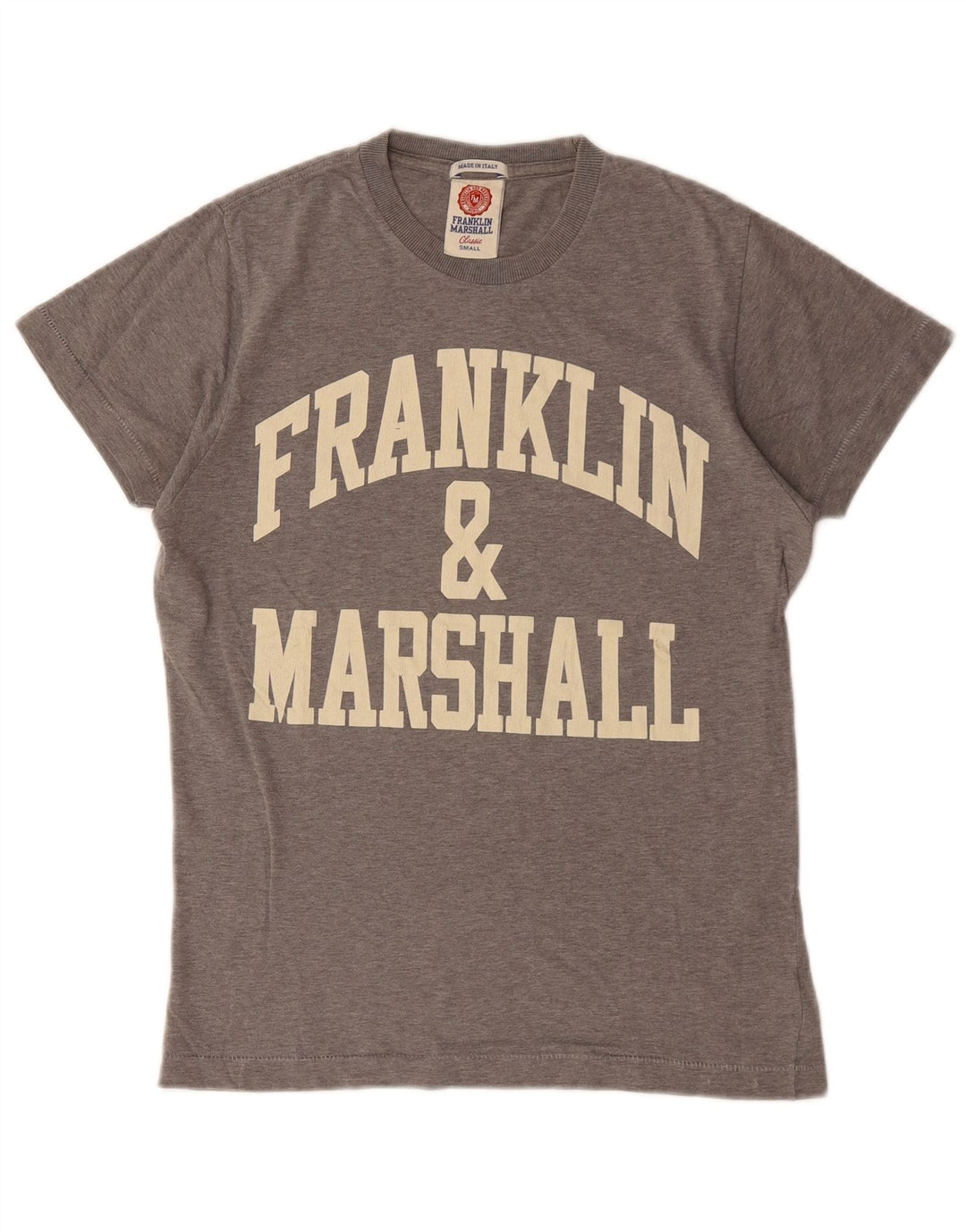 FRANKLIN & MARSHALL Męski klasyczny T-shirt z grafiką, mały, szary, bawełniany