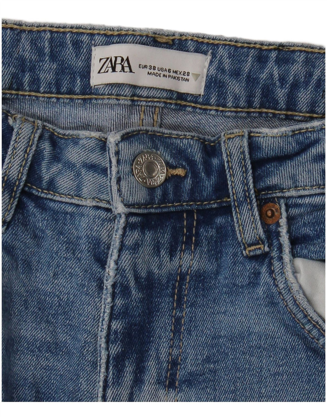 Dżinsy damskie Zara Cropped EU 38 Small W28 L25 Niebieskie