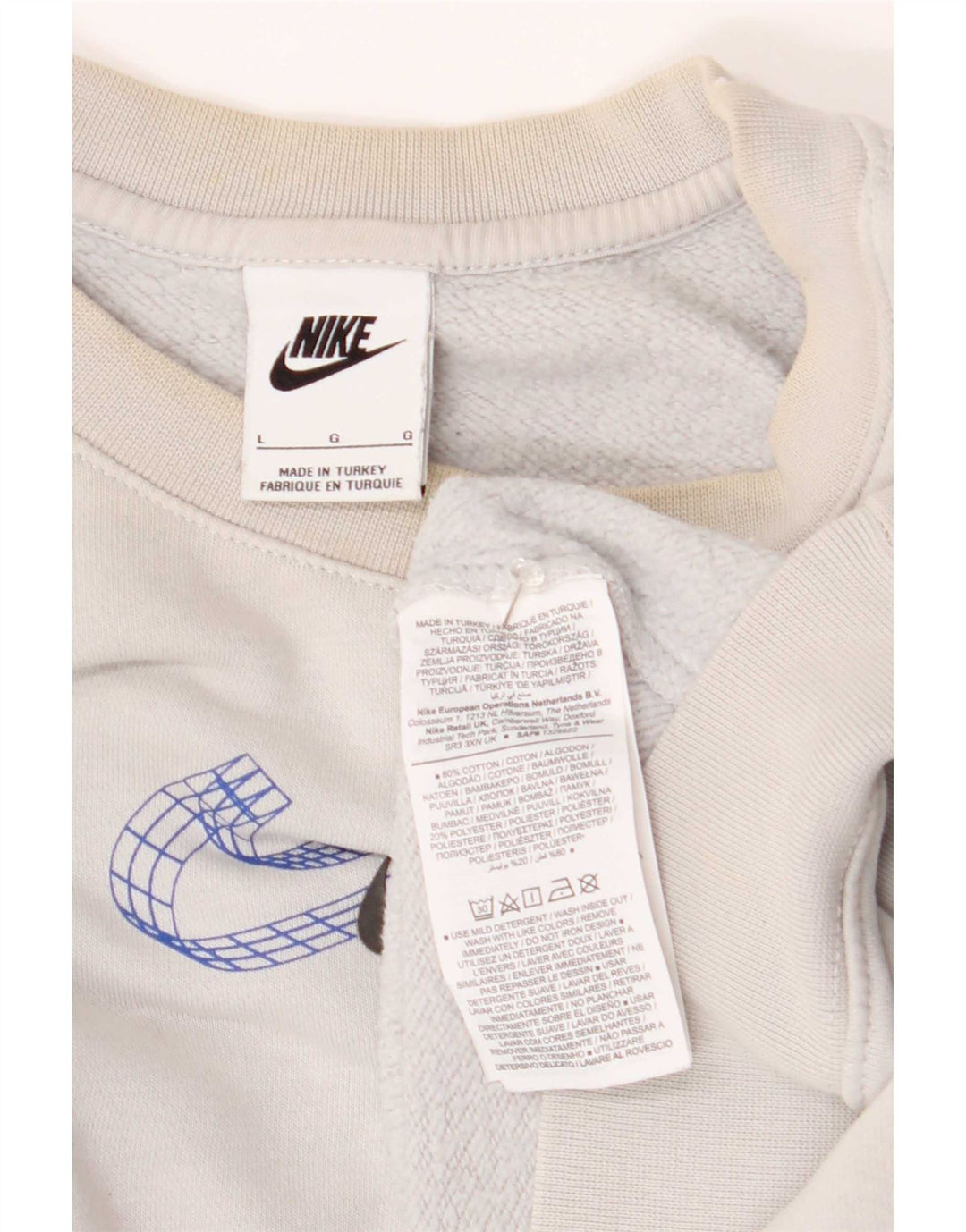 Męski sweter z grafiką Nike, duży, biały, bawełniany