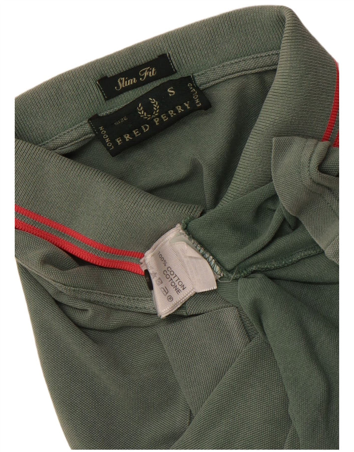 Męska koszulka polo FRED PERRY Slim Fit, mała, zielona, bawełniana