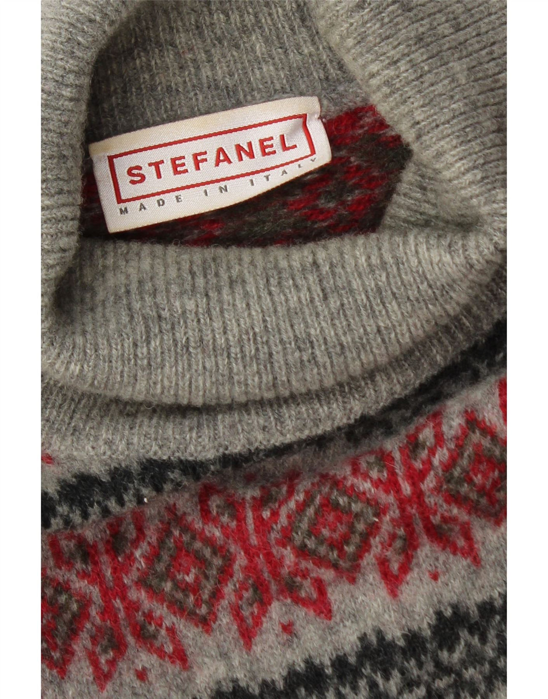 Męski sweter z golfem Stefanel XL, szary Fair Isle