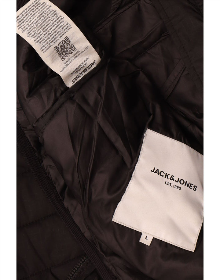 Męska ocieplana kurtka Jack & Jones UK 40, duża, czarna, poliester