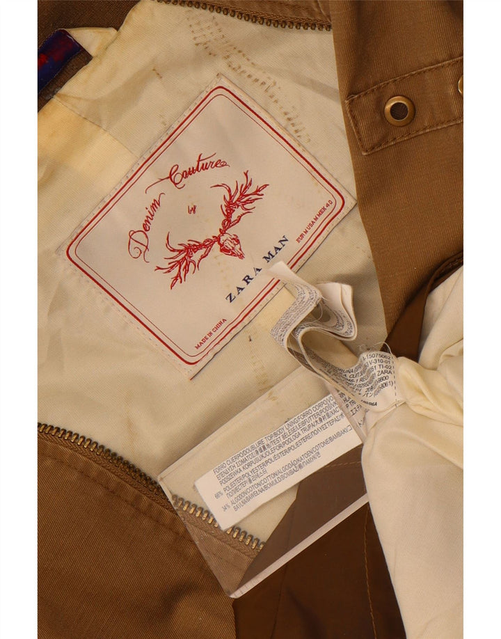 Męska kurtka bomberka Zara UK 38, poliester w kolorze średniego brązu