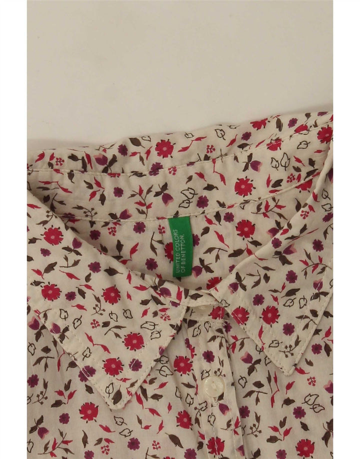 Koszula damska Benetton UK 16, duża, biała w kwiaty