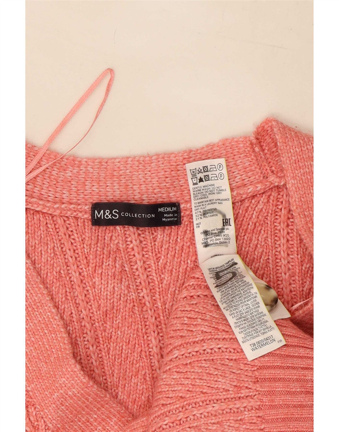Marks & Spencer Damski sweter kardigan UK 14, średni różowy poliester