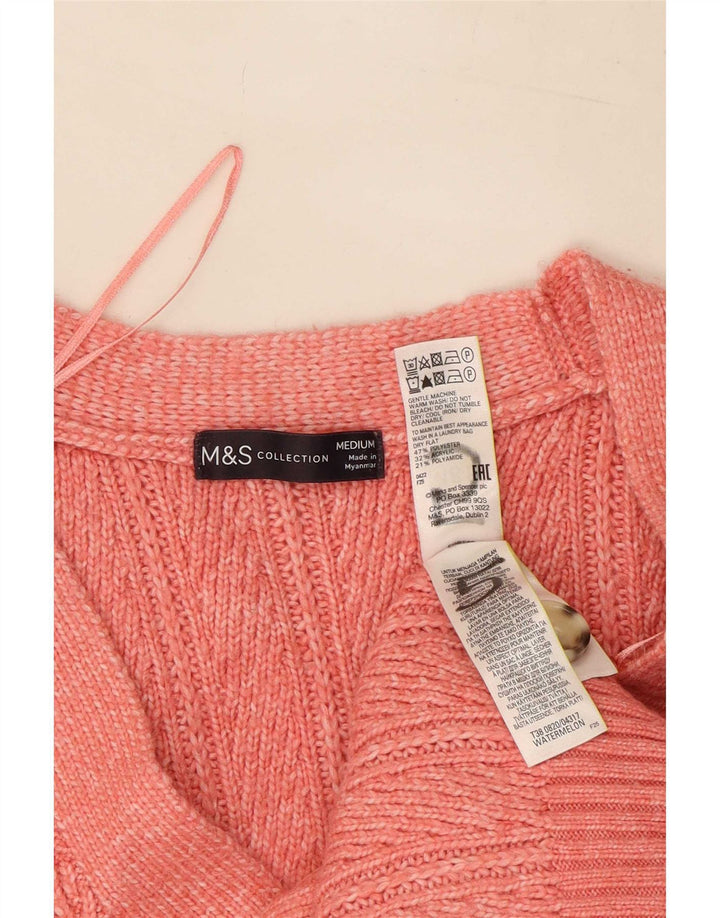 Marks & Spencer Damski sweter kardigan UK 14, średni różowy poliester