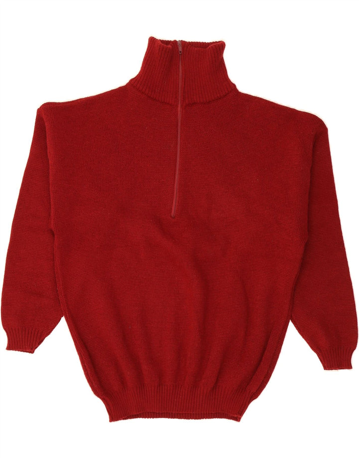 VINTAGE Mens Zip Neck Jumper Sweater 2XL Red Vintage Vintage and Second-Hand Vintage from Messina Hembry 