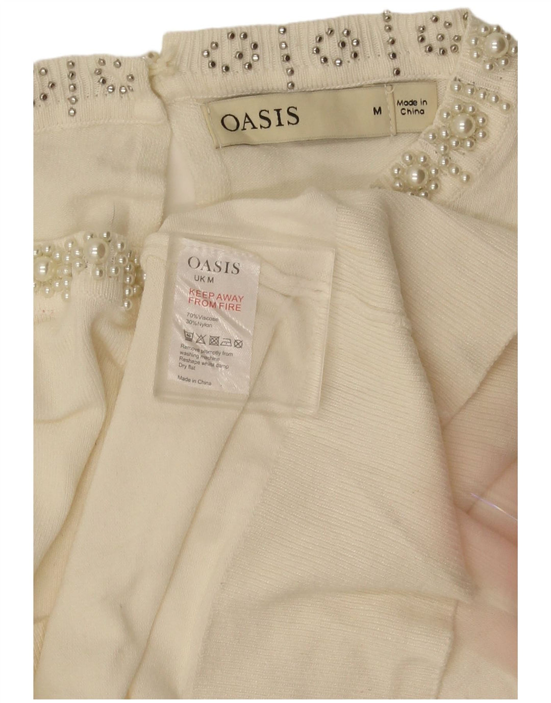 Damski sweter Oasis z dekoltem w łódkę UK 14 Średnio-biała wiskoza