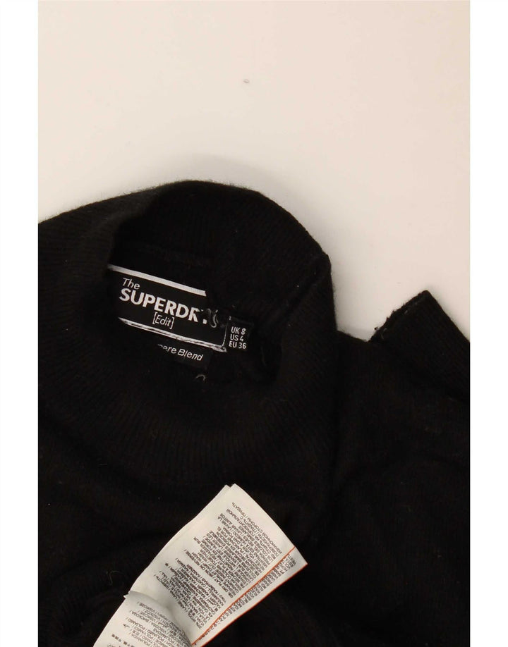 Damski sweter oversize Superdry z golfem UK 8, mała, czarna wełna