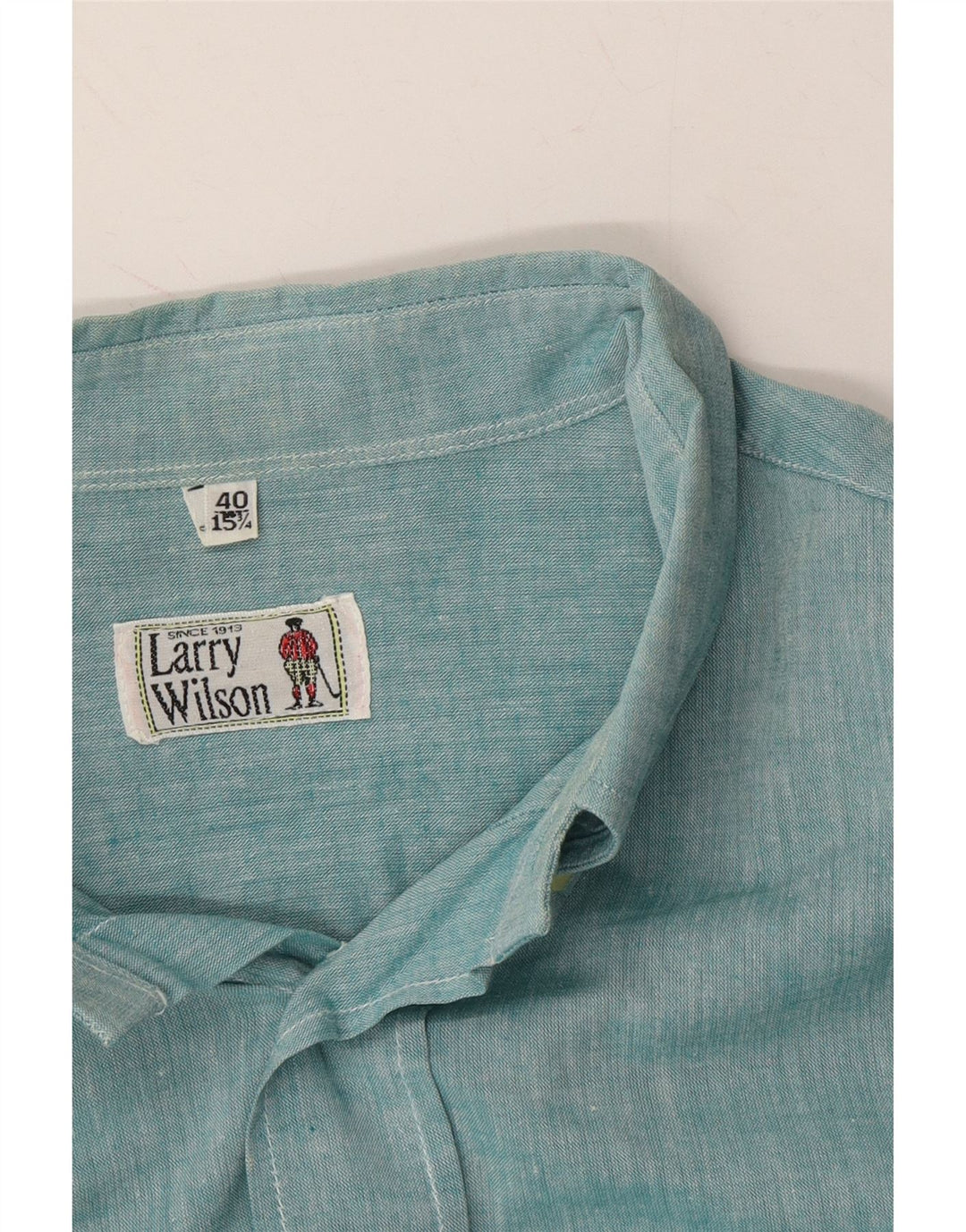 WILSON Mens Shirt Size 40 15 3/4 Medium Turquoise Cotton Vintage Wilson and Second-Hand Wilson from Messina Hembry 