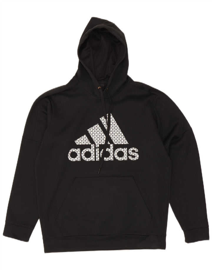 Adidas Męski sweter z kapturem Climawarm Graphic, duży, czarny poliester