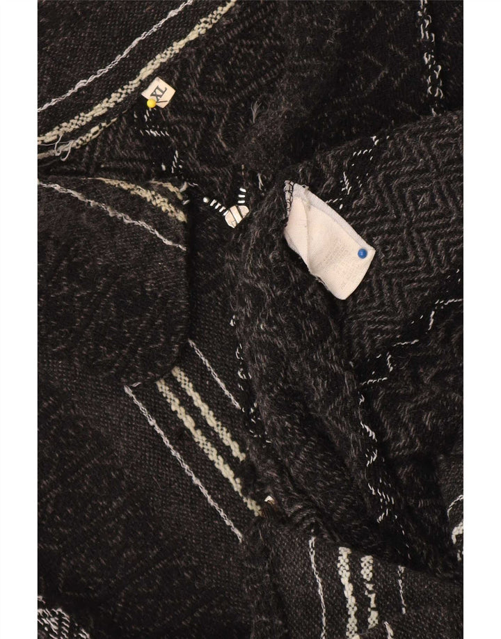 Vintage męski sweter rozpinany XL czarna geometryczna wełna Aztec