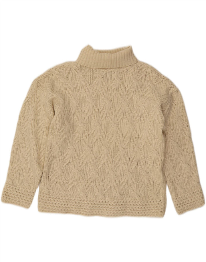 Vintage damski sweter z okrągłym dekoltem UK 14, średni, biała wełna