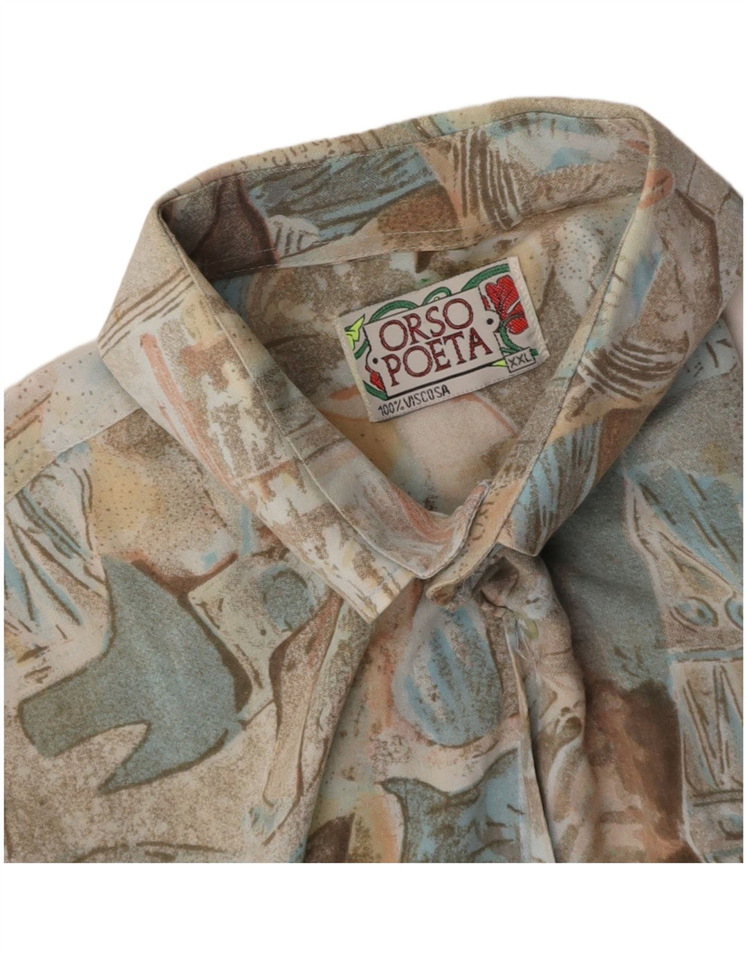 ORSO POETA  Mens Abstract Pattern Short Sleeve Shirt 2XL Multicoloured