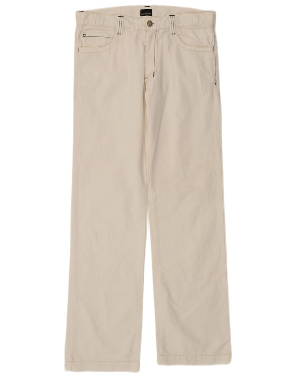 CALVIN KLEIN Damskie proste dżinsy US 14 XL W30 L30 Biała bawełna