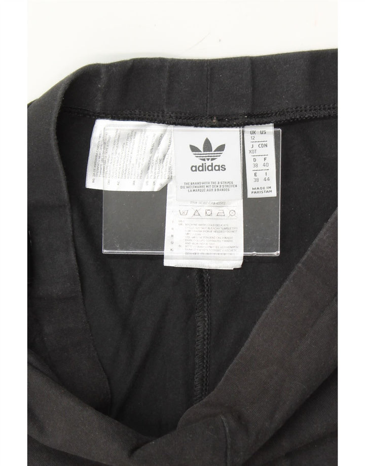 ADIDAS Womens Graphic Leggings UK 12 Medium Black Cotton Vintage Adidas and Second-Hand Adidas from Messina Hembry 
