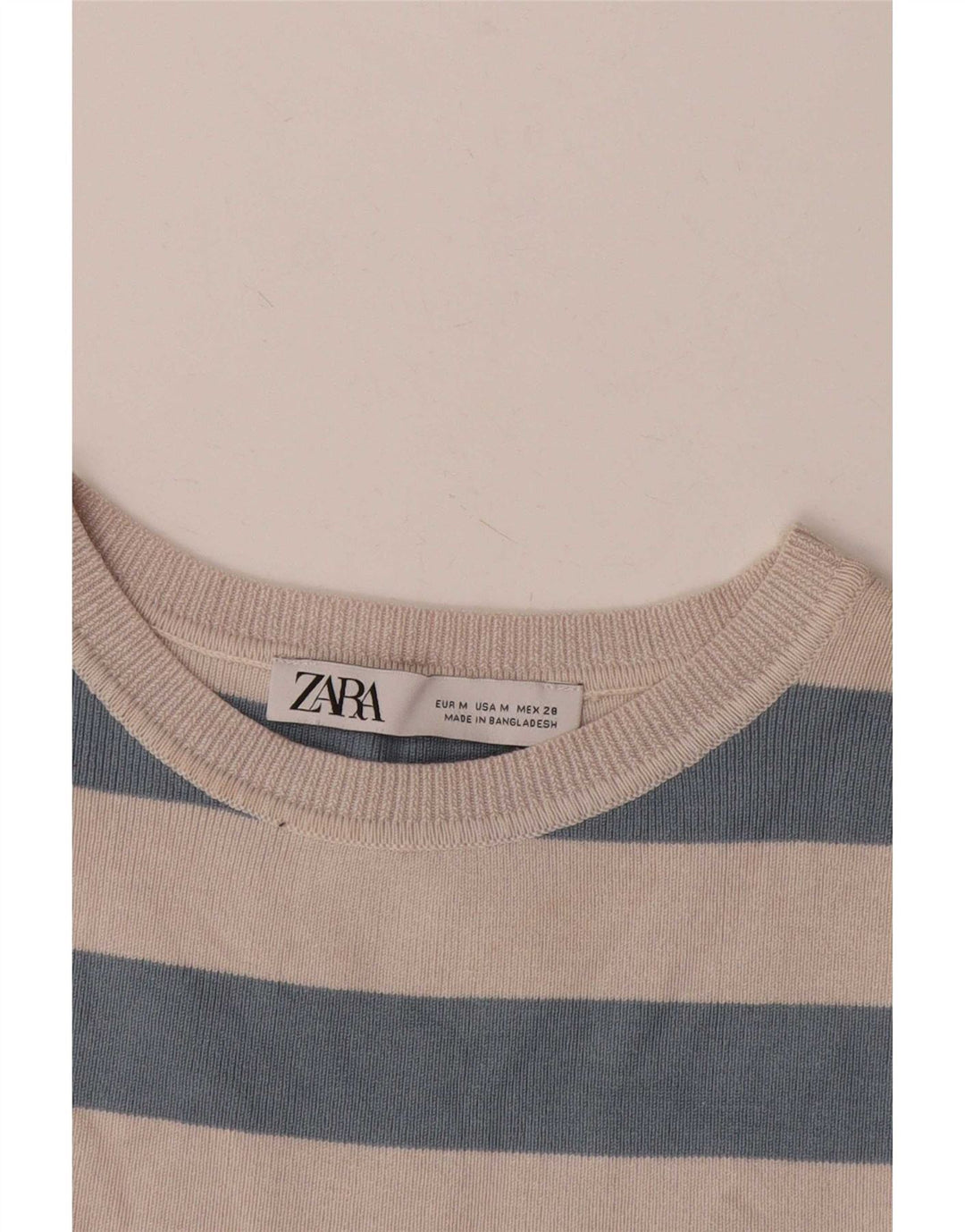 Damski krótki top Zara UK 12 w średnie beżowe paski
