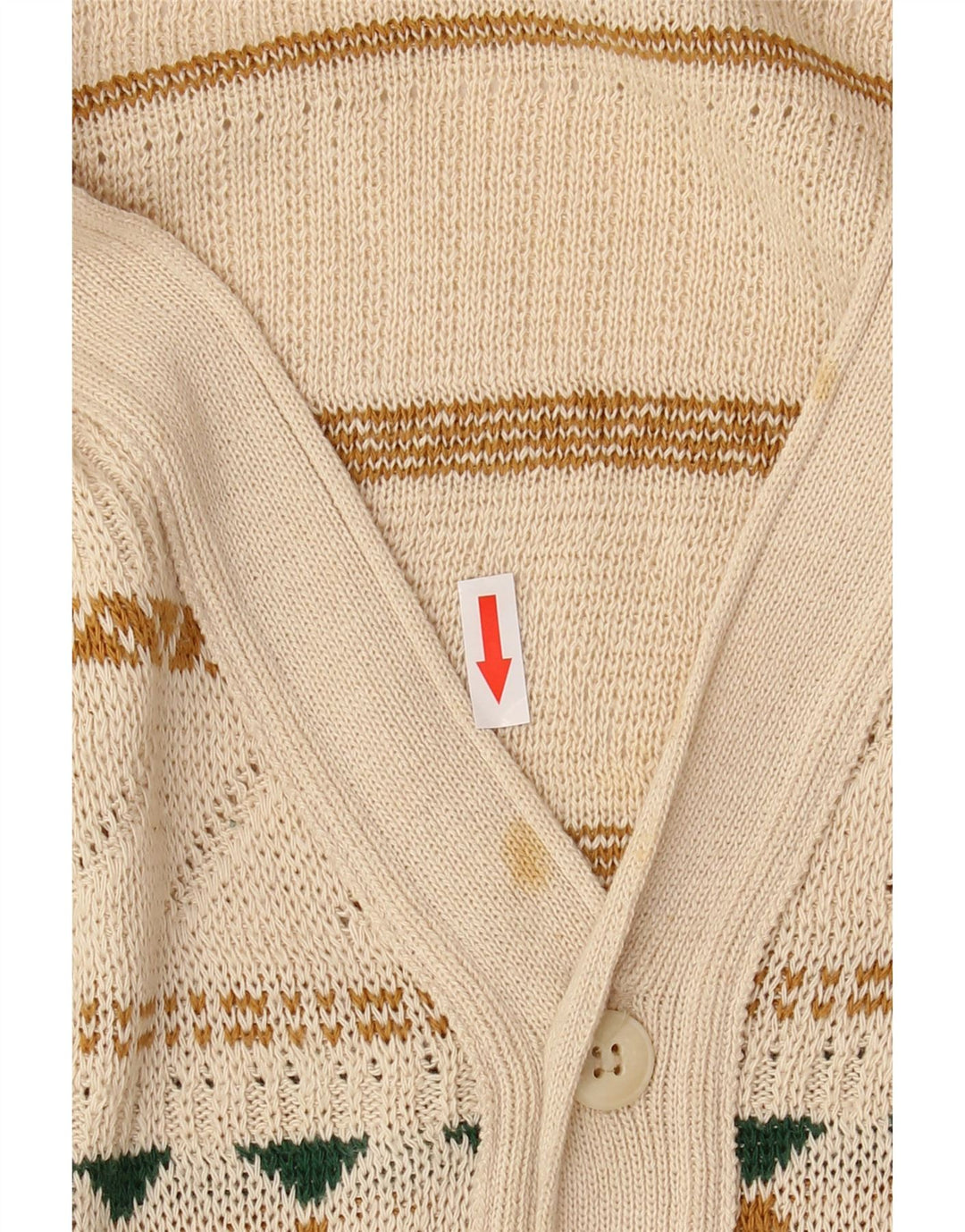 Męski sweter rozpinany VINTAGE Średni beżowy Fair Isle Cotton