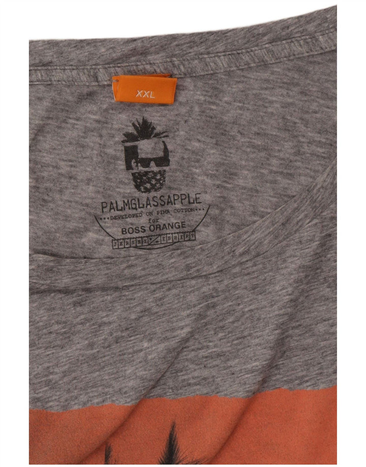 Męski T-shirt z grafiką HUGO BOSS Top 2XL Szary nakrapiany