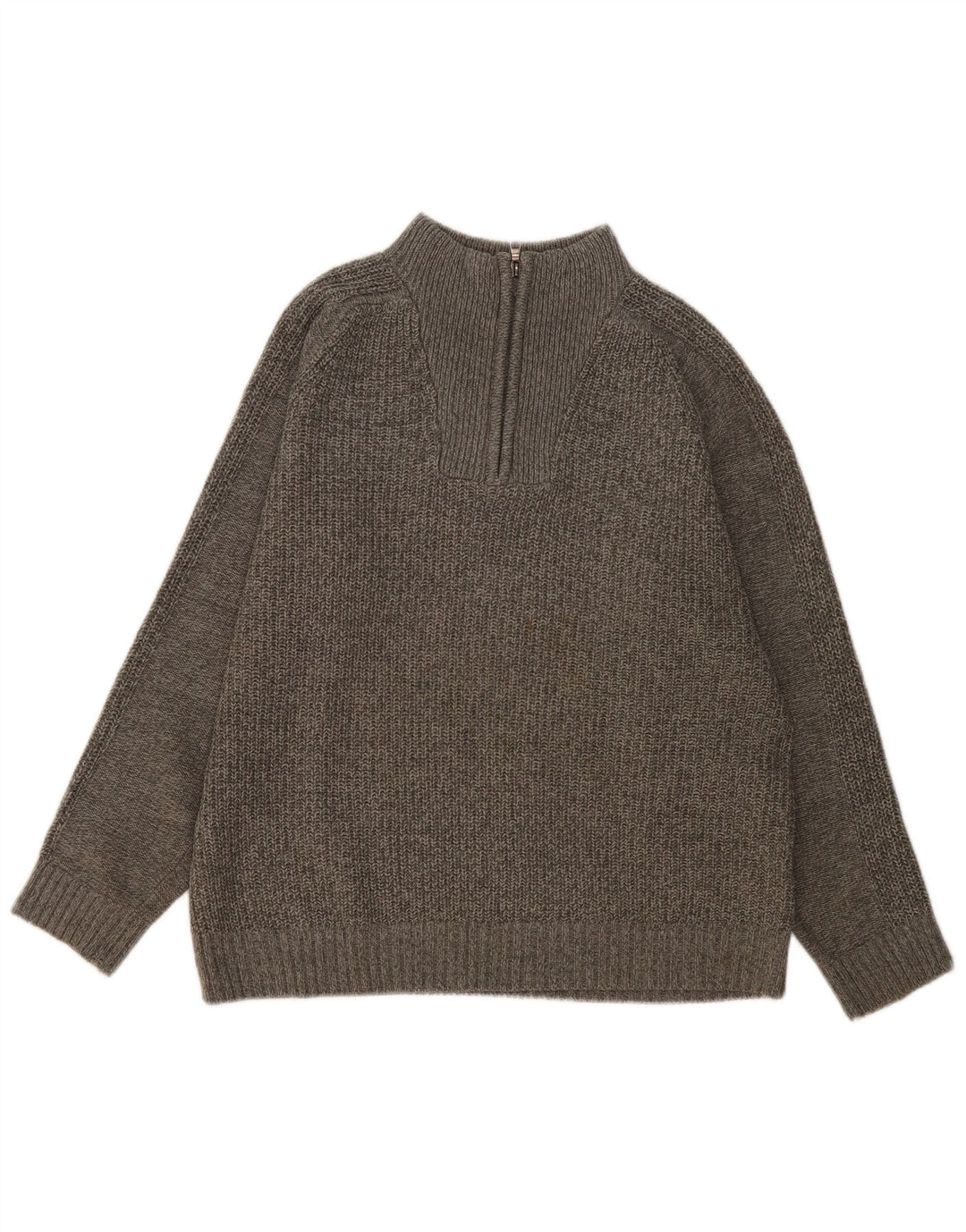 Marks & Spencer Męski sweter z zamkiem błyskawicznym, duży, szary, nakrapiany akryl