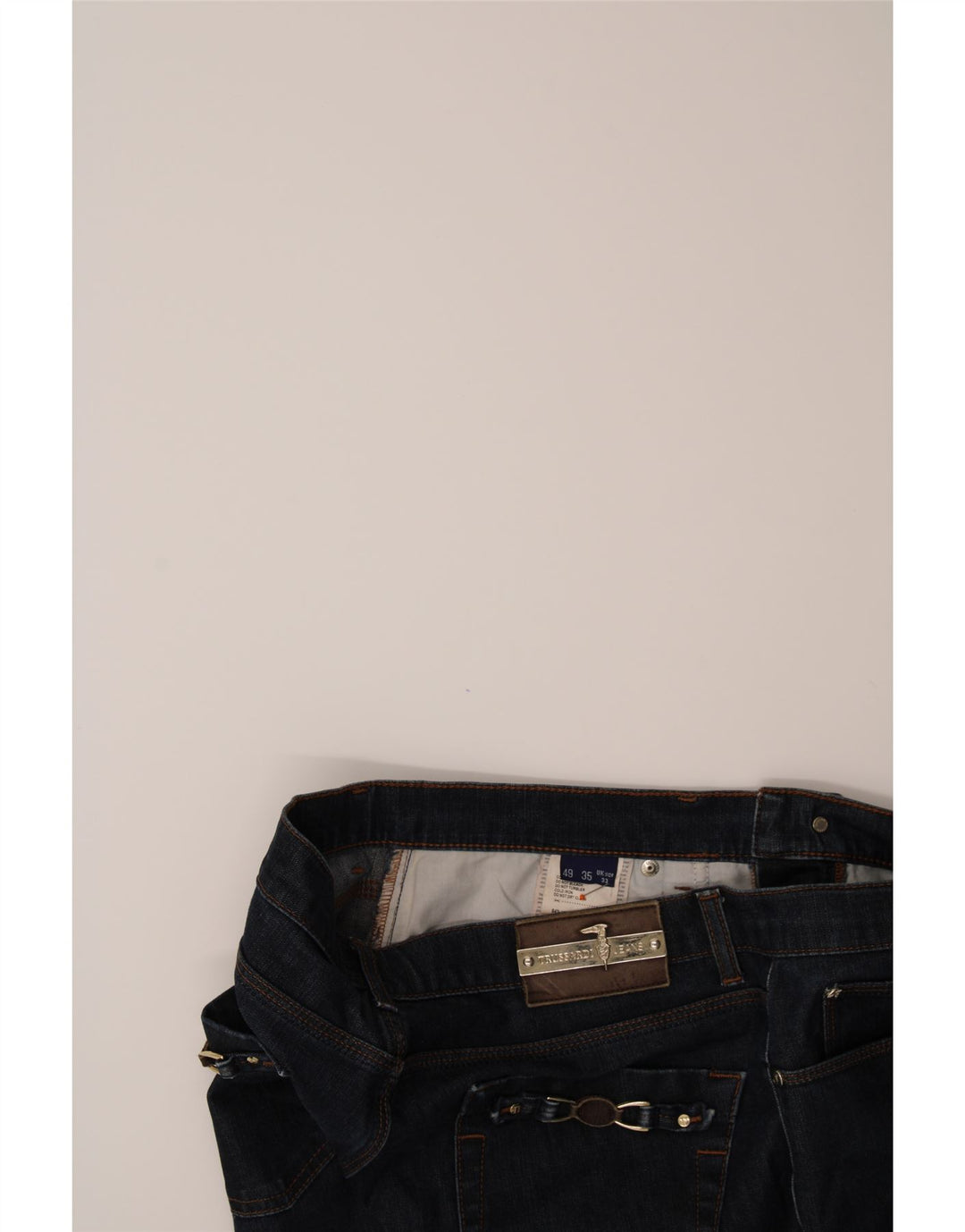 TRUSSARDI Womens Straight Jeans W33 L28 Navy Blue Cotton Vintage Trussardi and Second-Hand Trussardi from Messina Hembry 