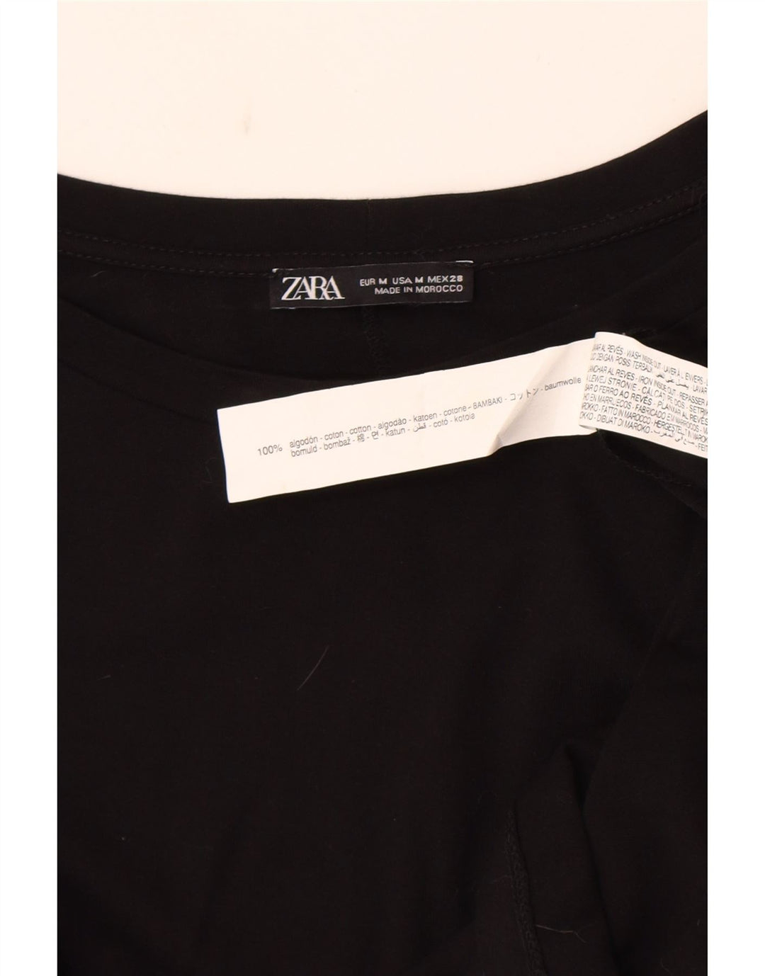 Damska bluzka z długim rękawem Zara UK 14, średnia czarna bawełna