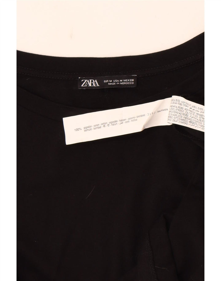 Damska bluzka z długim rękawem Zara UK 14, średnia czarna bawełna