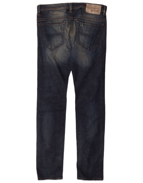 Diesel Męskie Thavar Distressed Slim Skinny Jeans W31 L32 Niebieskie bawełniane