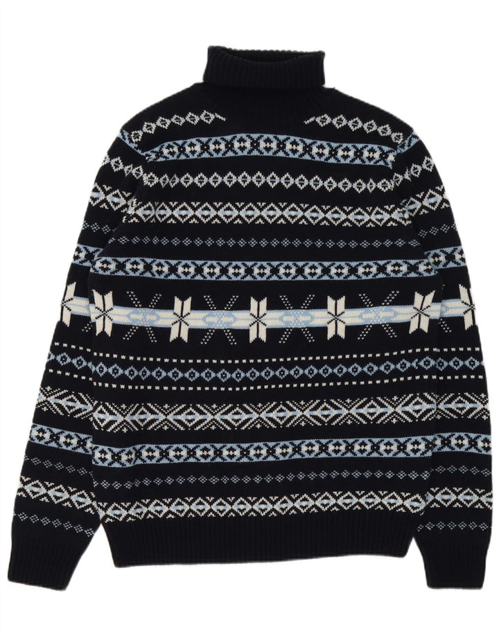 GUTTERIDGE Męski sweter z golfem XL Granatowy, Fair Isle Wool