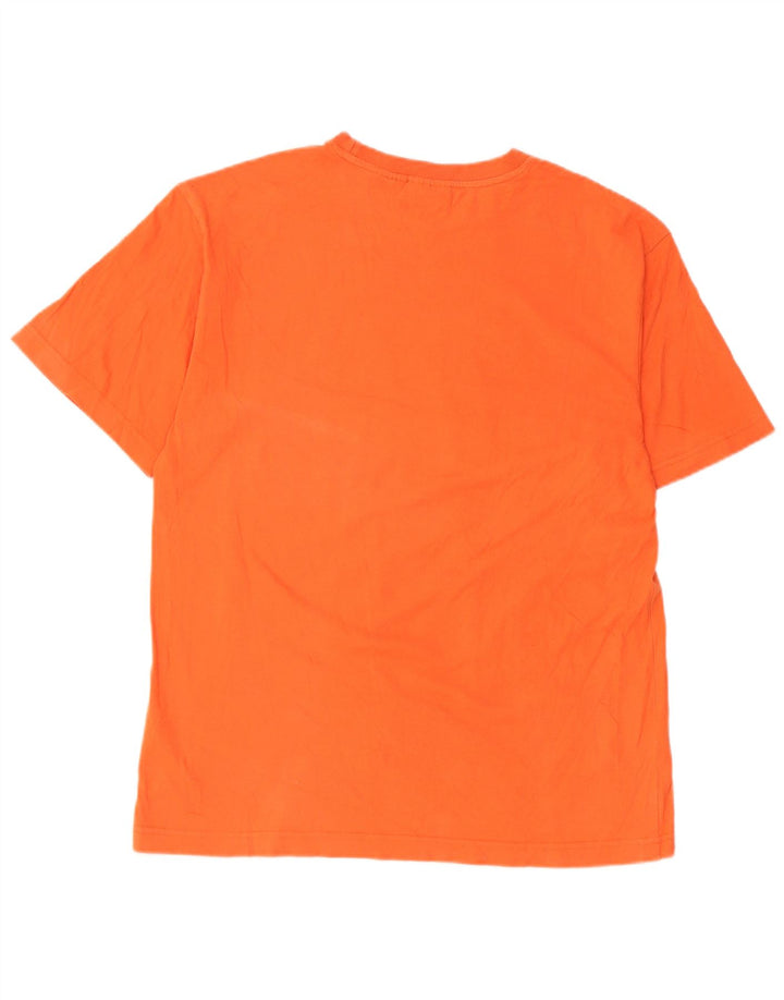 Męski T-shirt Fila z grafiką, średniej wielkości bawełna w pomarańczowe paski