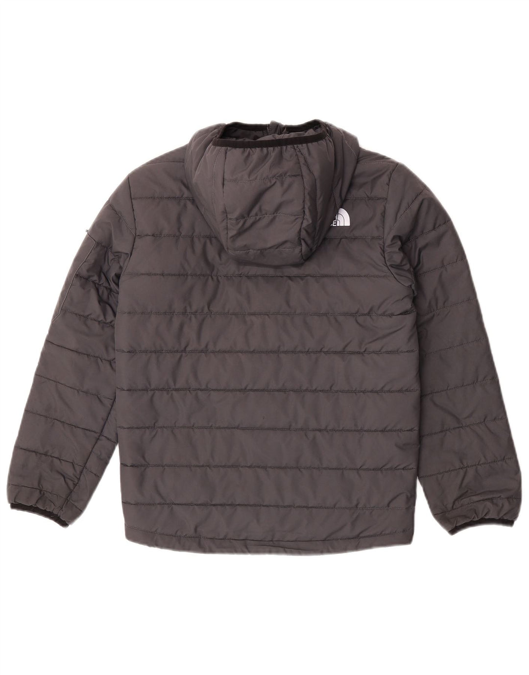 Wyściełana kurtka chłopięca z kapturem The North Face na 11-12 lat, duża, szara, z poliestru