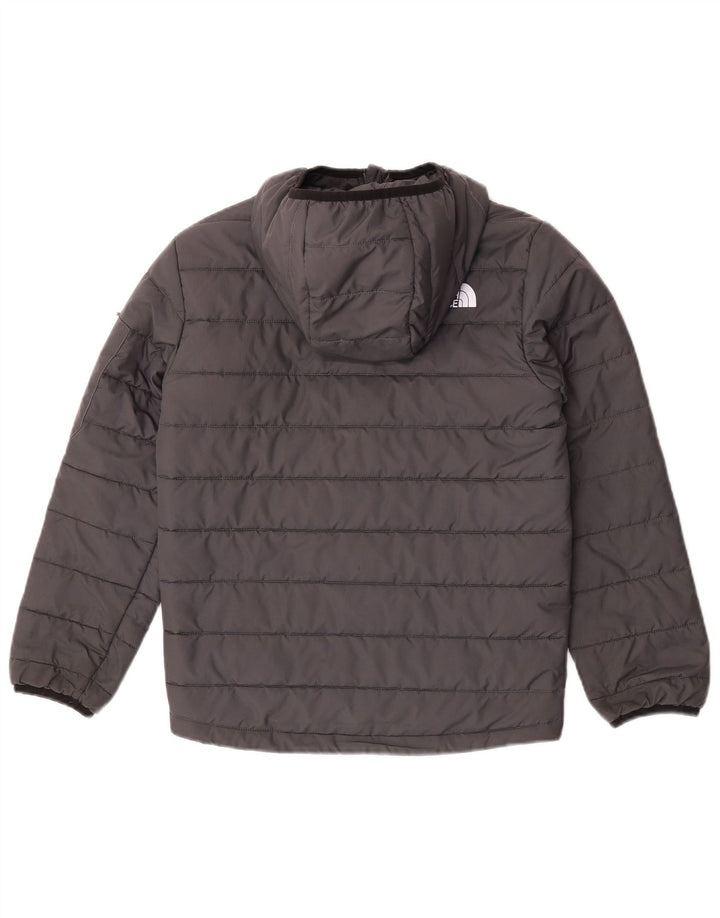 Wyściełana kurtka chłopięca z kapturem The North Face na 11-12 lat, duża, szara, z poliestru