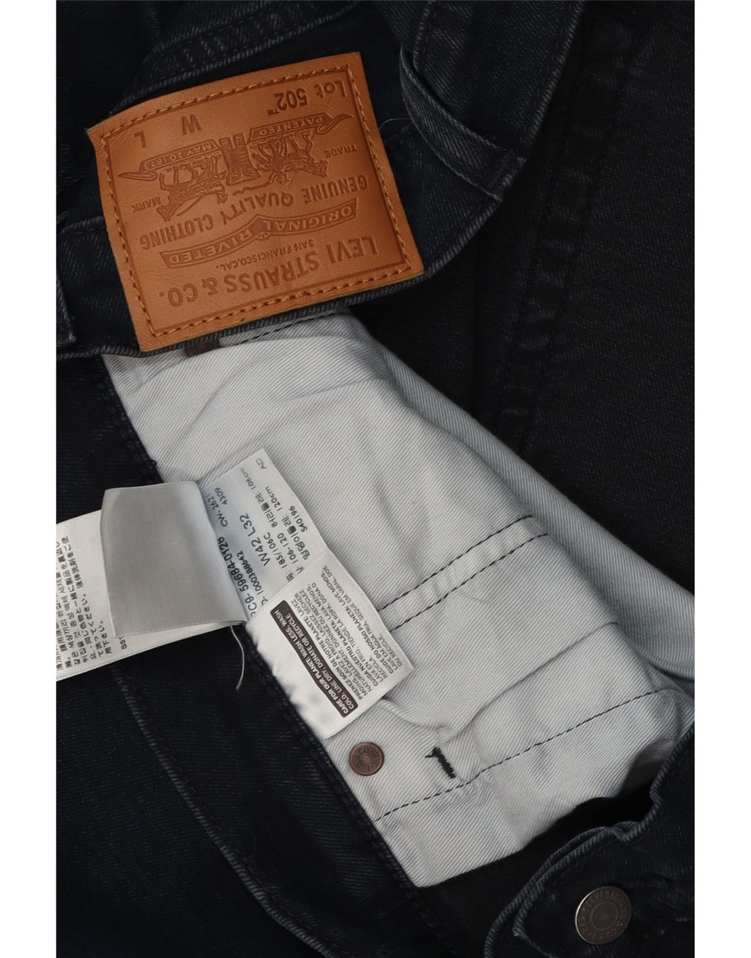 Męskie dżinsy Levi's 502 Regular Tapered W42 L32 Granatowa bawełna
