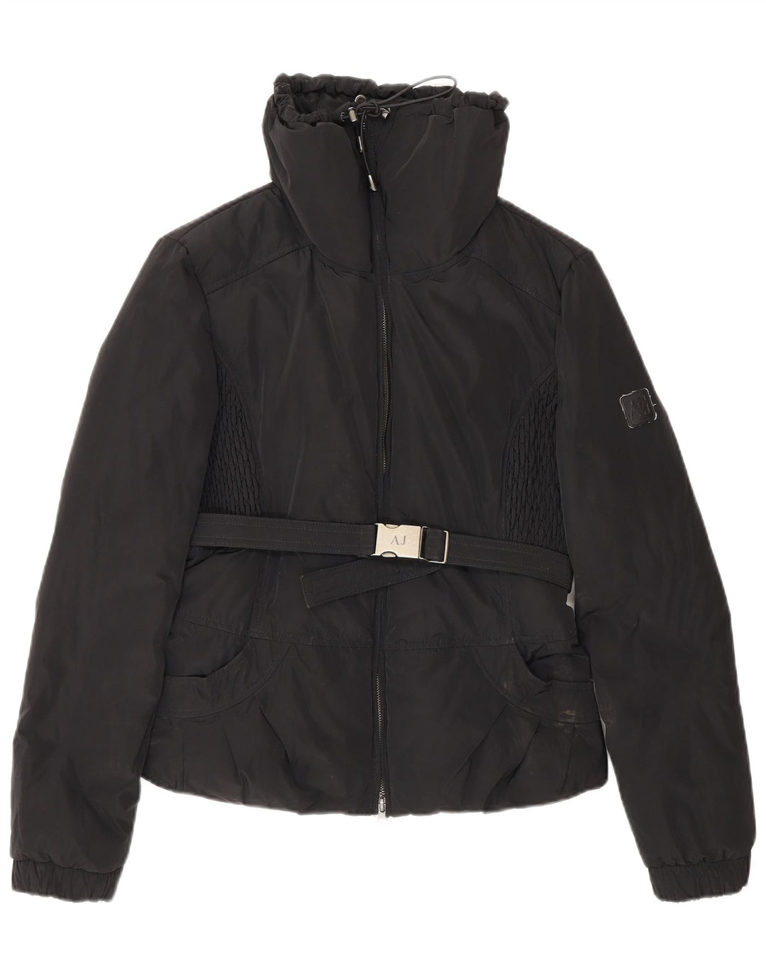 Damska kurtka Armani Jeans Crop Padded Jacket EU 42, duży, czarny poliester
