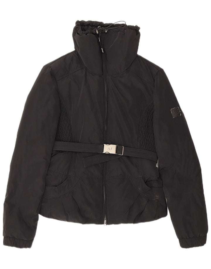 Damska kurtka Armani Jeans Crop Padded Jacket EU 42, duży, czarny poliester