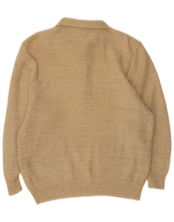 Vintage damski sweter oversize z golfem EU 40 średni beż